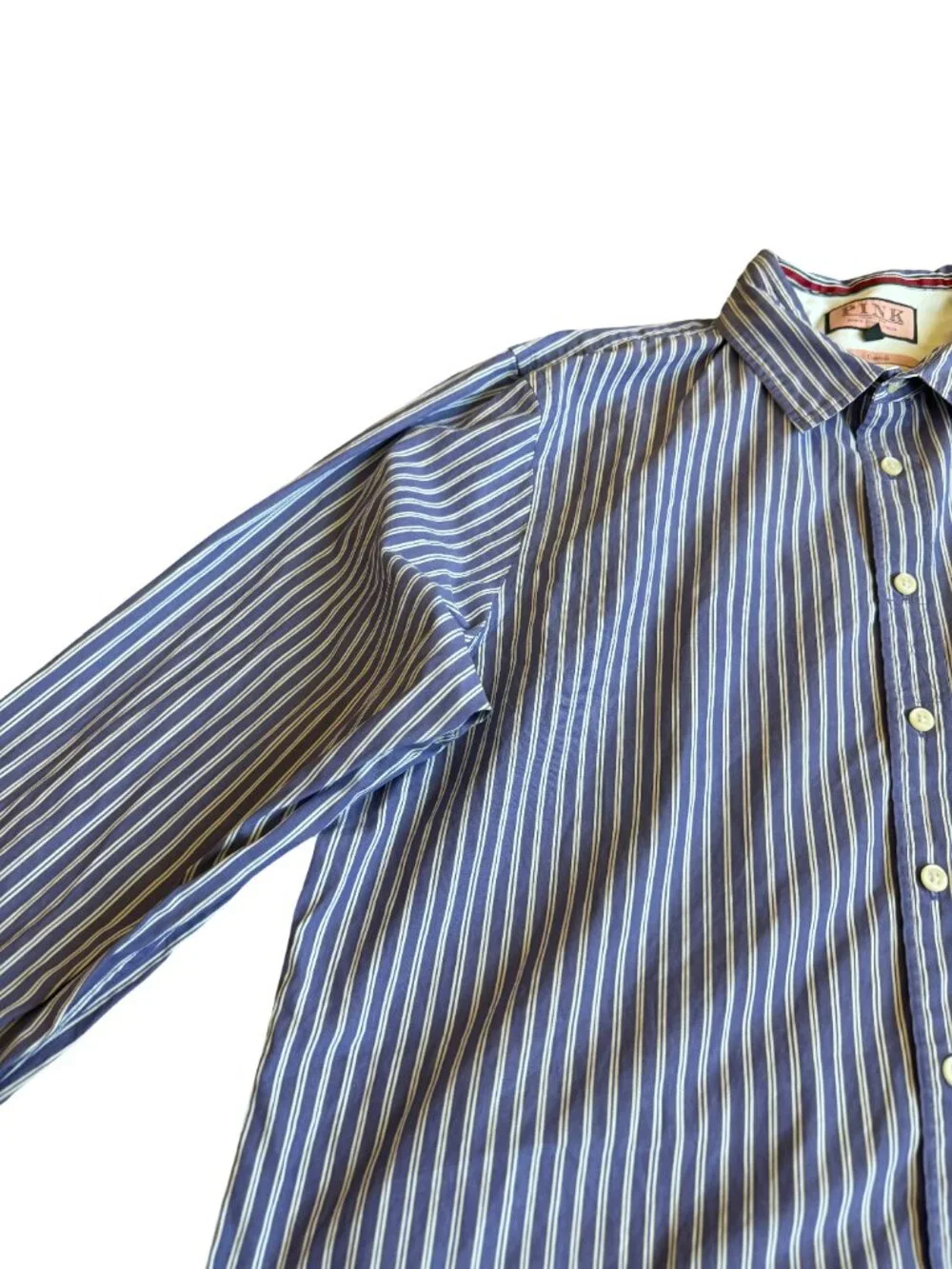 Pink Thomas Pink Purple White Stripe Dress Shirt Long Sleeve Casual Work Large